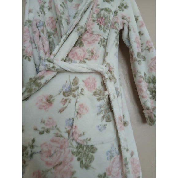Lauren Ralph Lauren Robe Large Tie Waist Pockets Comfort Lounge Plush Cozy - Picture 12 of 14